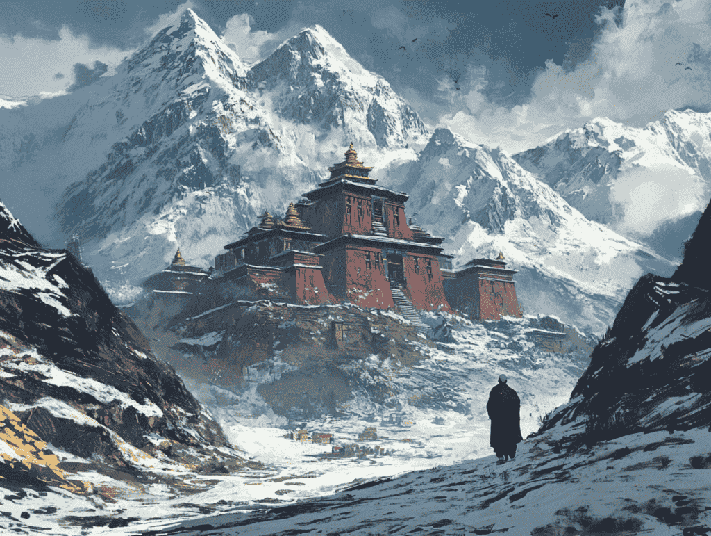 Monastery in the Himalayan mountains